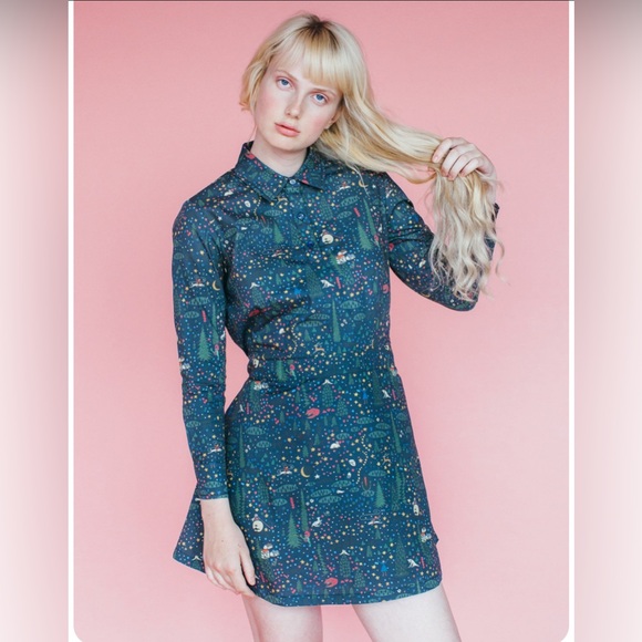 Samantha Pleet Alice Wonderland tie back shirt dress size 10 - Picture 1 of 16